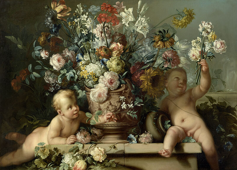 © Residenzgalerie Salzburg, Illustration Fotostudio Ulrich Ghezzi, Oberalm Flowers in a vase with two putti