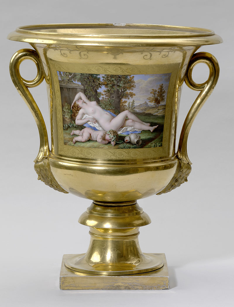 Nymphenburg vase with copies of paintings
