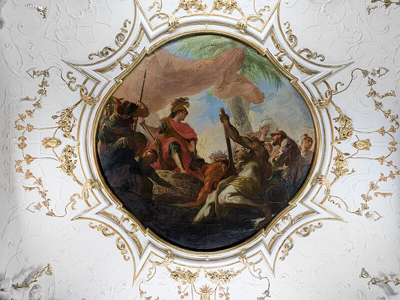 © Residenz zu Salzburg, Prunkräume, Foto: Stürzenbaum Deckengemälde - Die Inder huldigen Alexander als König