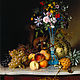 Floral Still Life with Squirrel and Fruits