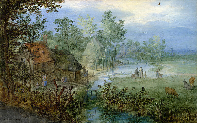 © Residenzgalerie Salzburg, Illustration Fotostudio Ulrich Ghezzi, Oberalm Village Landscape with Figures and Cows