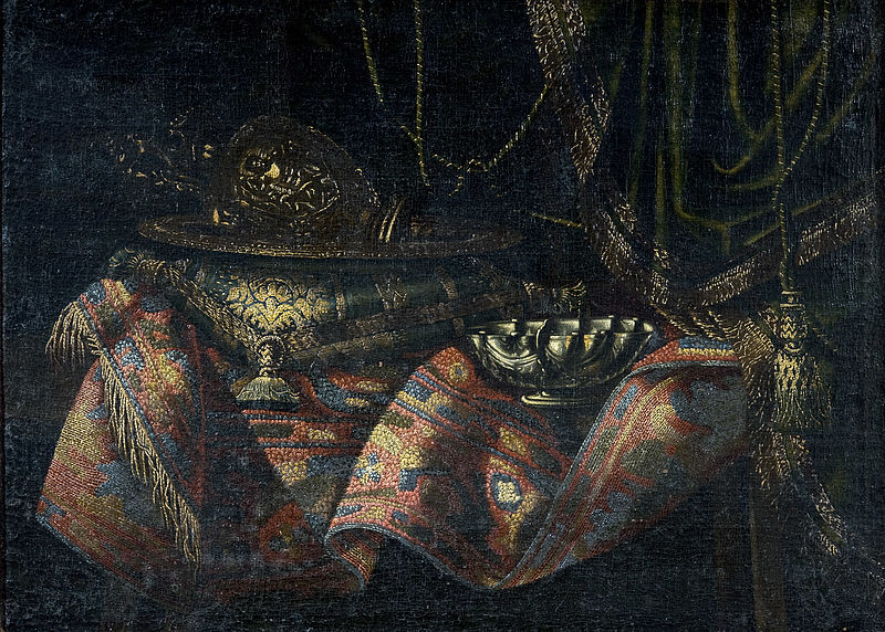Still life with carpet and vase