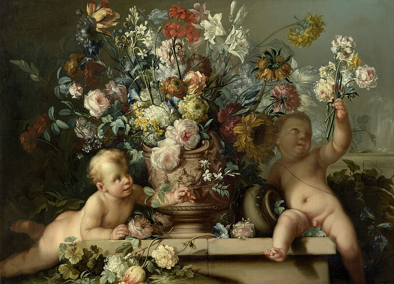 © Residenzgalerie Salzburg, Illustration Fotostudio Ulrich Ghezzi, Oberalm Flowers in a vase with two putti