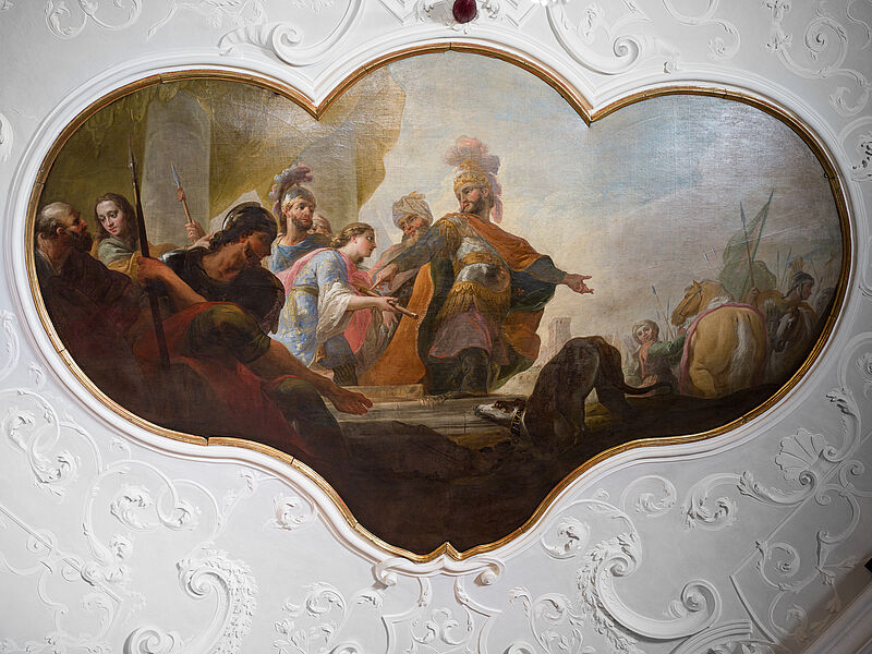 © Residenz zu Salzburg, Prunkräume, Foto: Stürzenbaum Deckengemälde - Die Diplomatische Entsendung Alexanders nach Athen