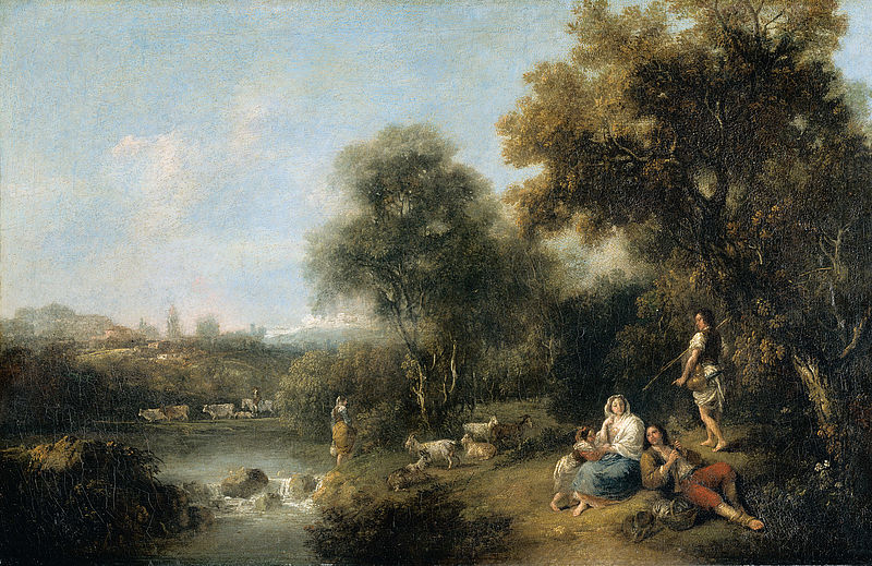 River Landscape with Figures