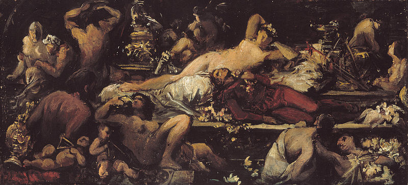 Pair of lovers surrounded by Bacchantes