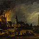 Fire in a Town at Night