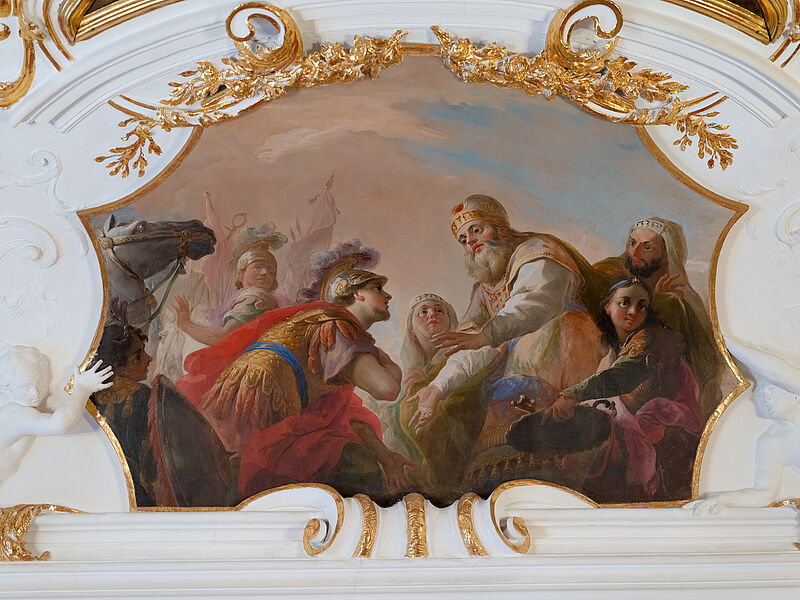 © Residenz zu Salzburg, Prunkräume, Foto: Stürzenbaum Deckengemälde - Alexanders Begegnung mit dem Hohepriester Jaddus vor den Toren Jerusalems