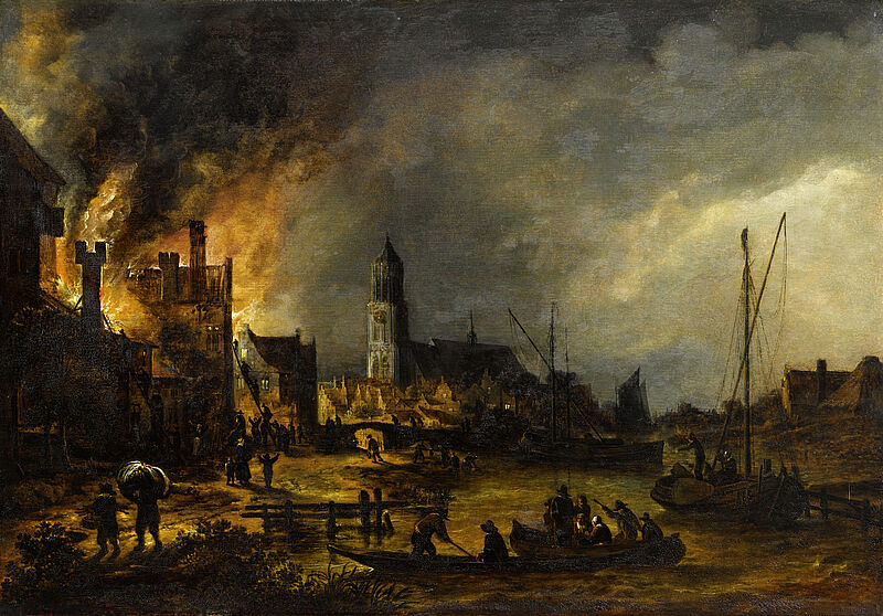 © Residenzgalerie Salzburg, Illustration Fotostudio Ulrich Ghezzi, Oberalm Fire in a Town at Night