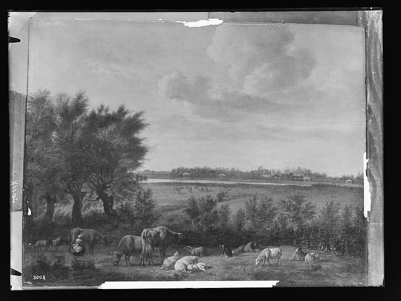 Wolfrum glass plate - Adriaen van de Velde, Landscape with Canal, Inv.-no. 554